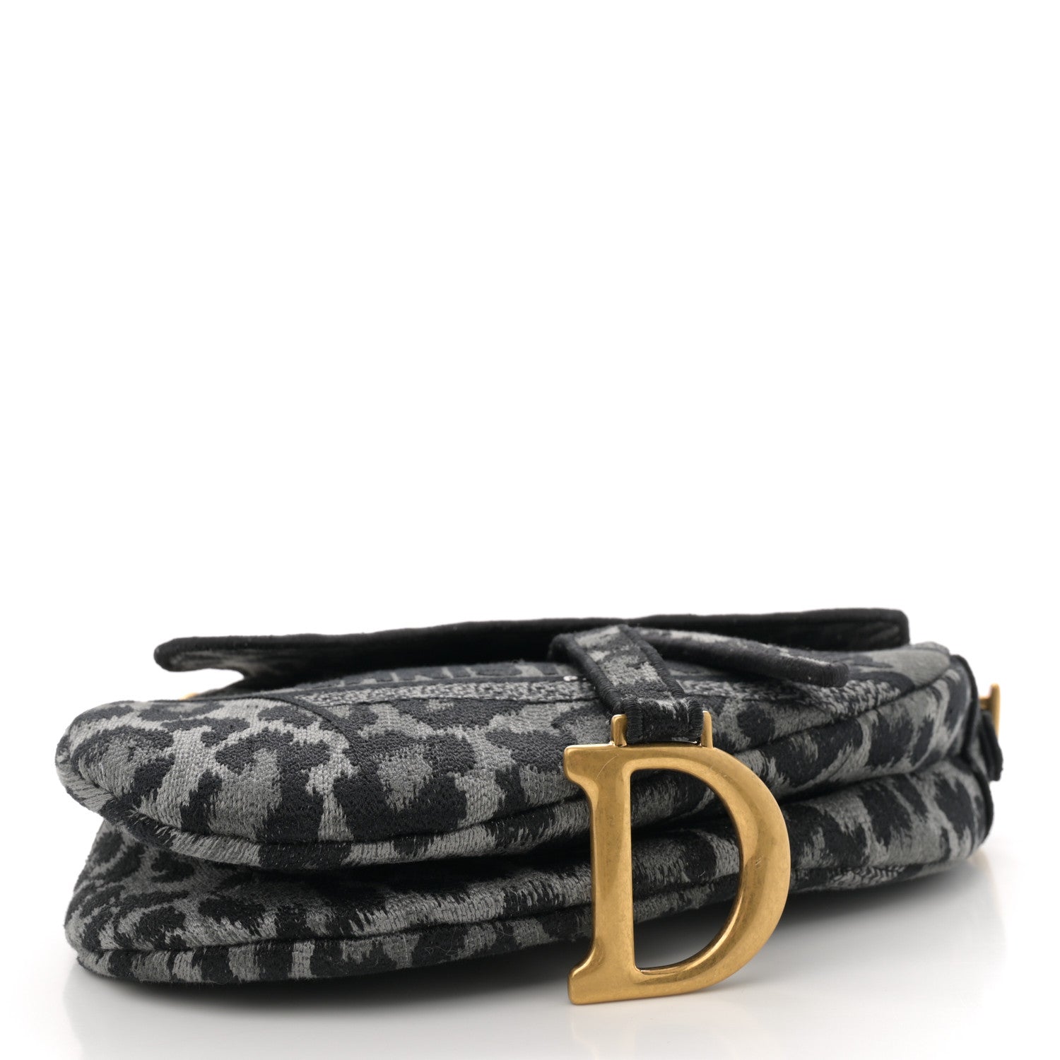 Canvas Mizza Embroidered Saddle Bag Gray