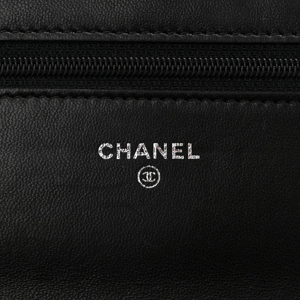 Lambskin Quilted Wallet On Chain WOC Black