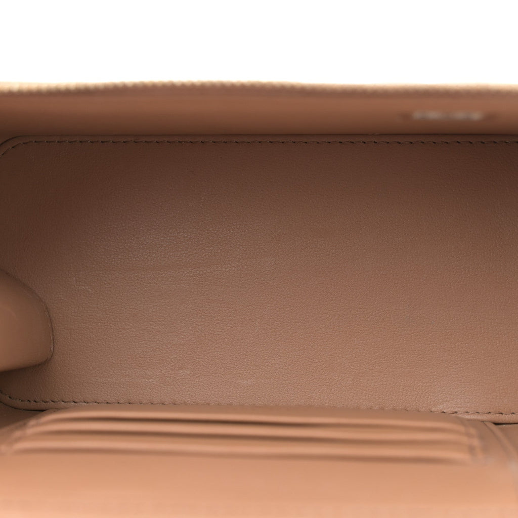 Lambskin Quilted Small Pillow Crush Vanity Case With Chain Beige