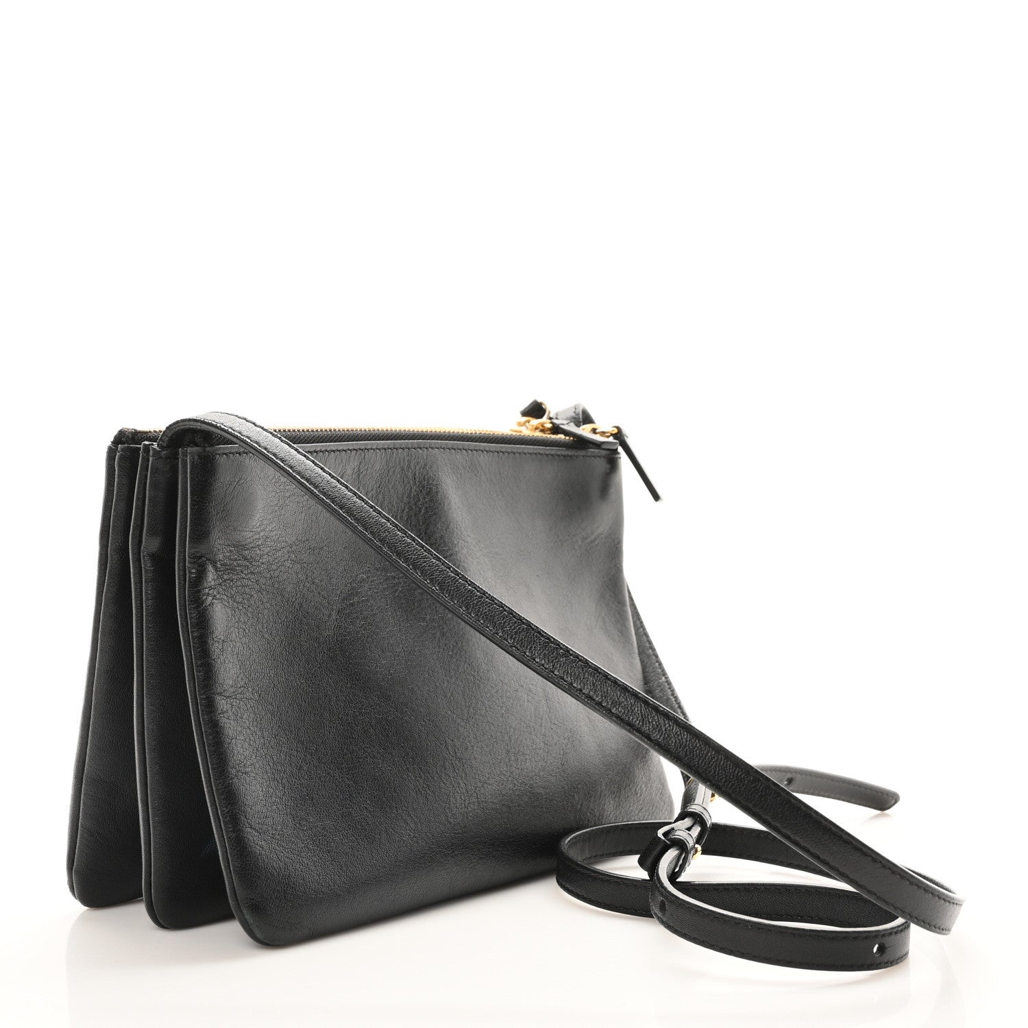 Lambskin Small Trio Crossbody Bag Black