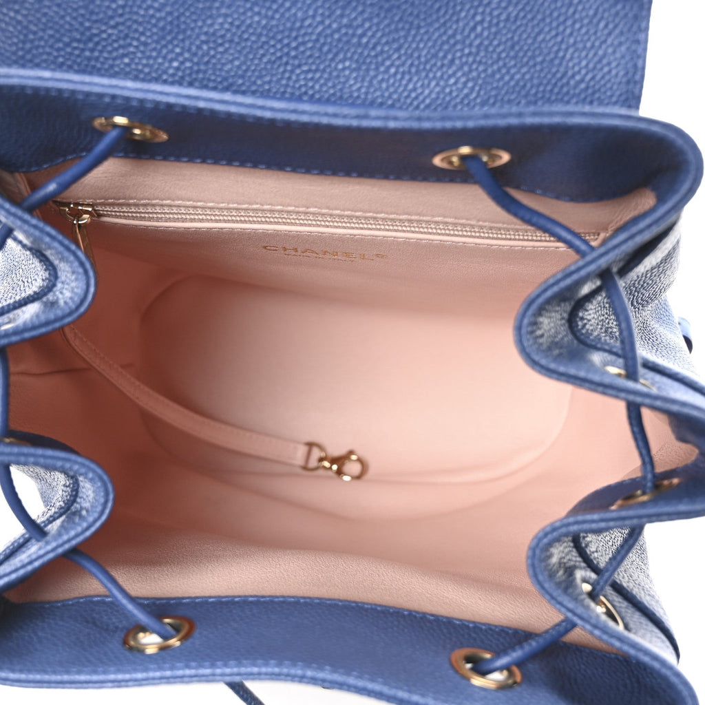 Caviar Quilted Backpack Blue
