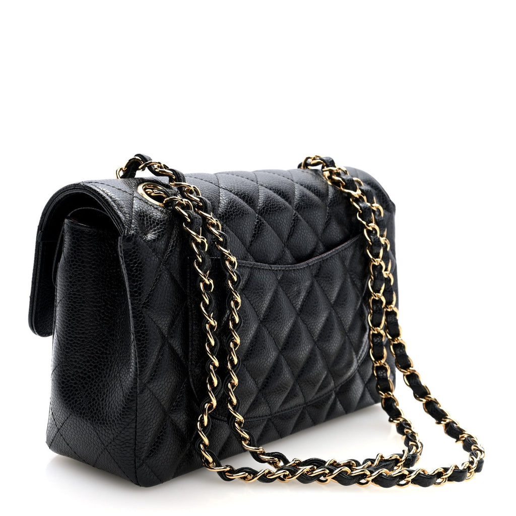Caviar Quilted Small Double Flap Black