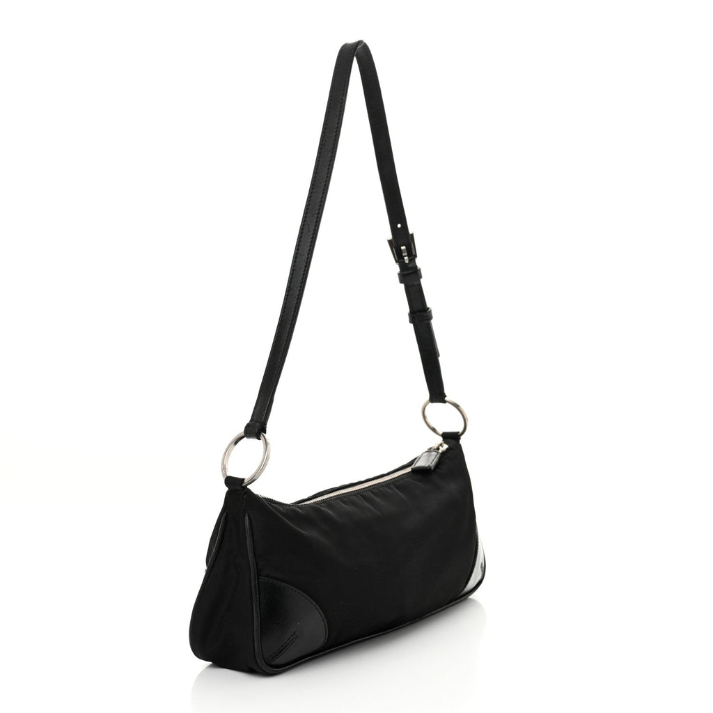 Tessuto Light Nylon Soft Calf Shoulder Bag Black