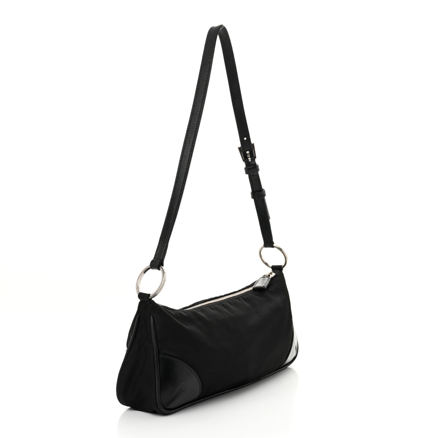 Tessuto Light Nylon Soft Calf Shoulder Bag Black