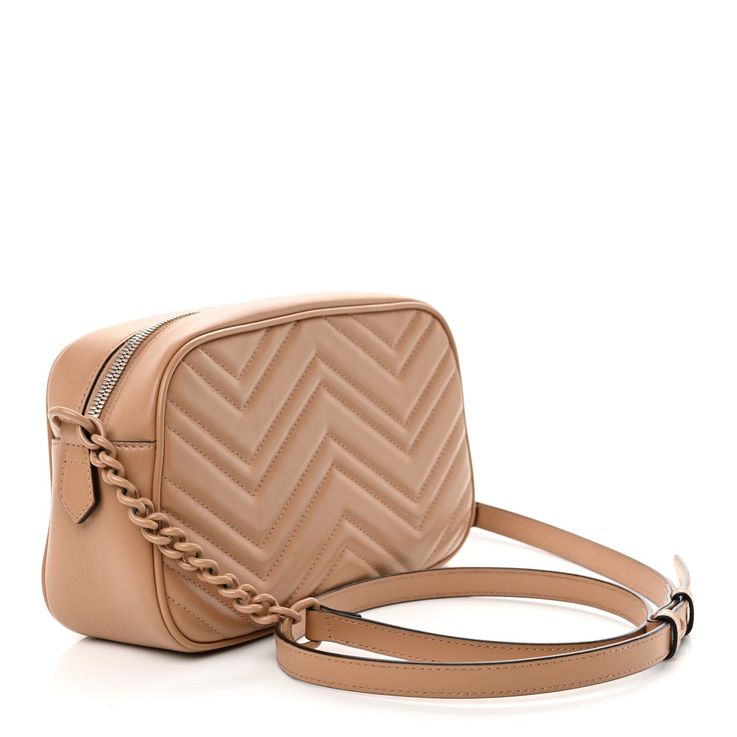 Calfskin Matelasse Monochrome Small GG Marmont Chain Shoulder Bag Camelia