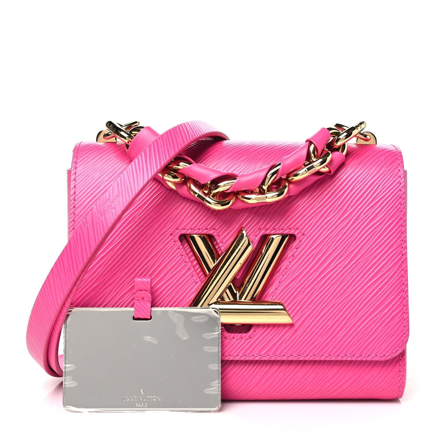 Epi Twist Braided Chain Shoulder Bag PM Rose Miami Pink