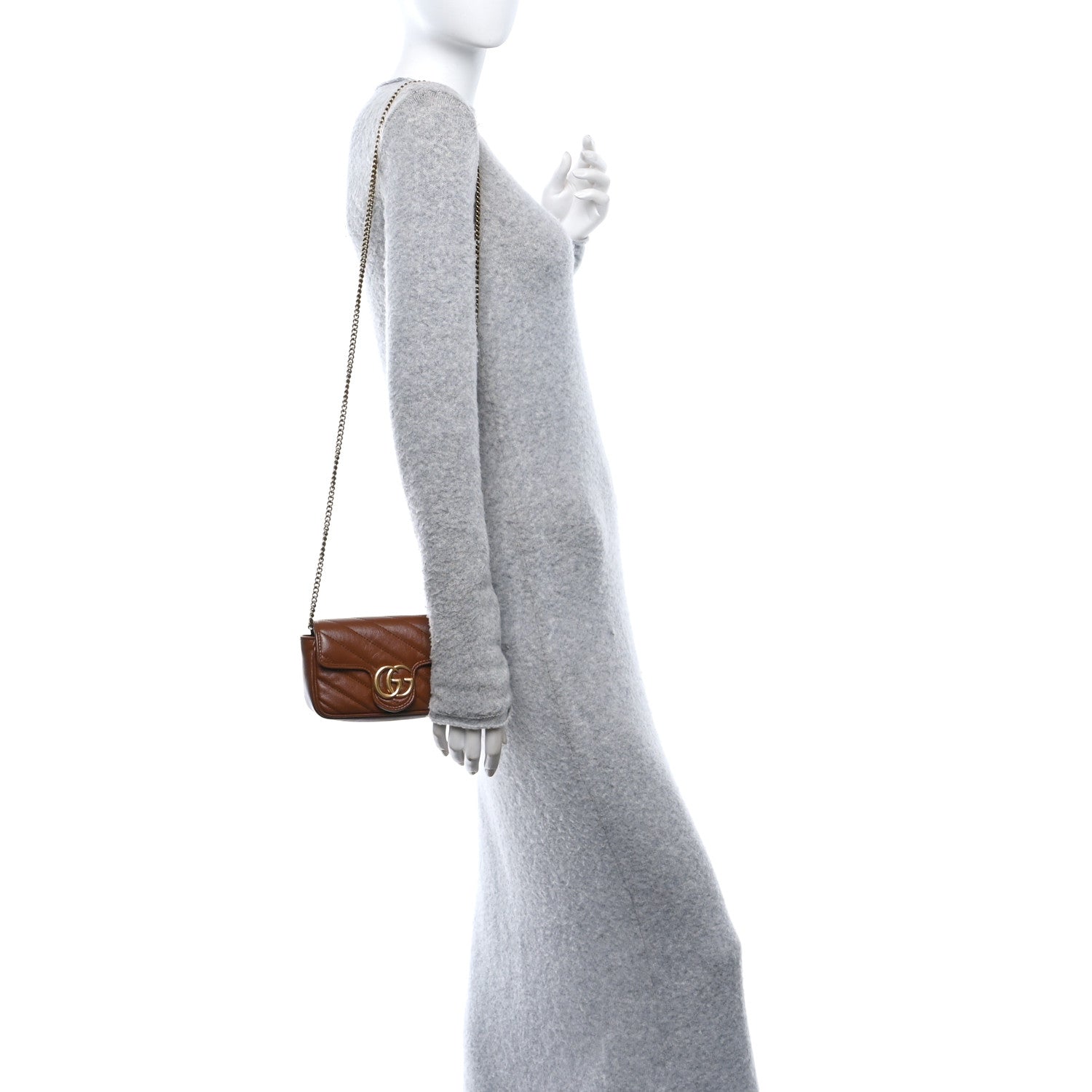Azalea Calfskin Matelasse Diagonal Super Mini GG Marmont Shoulder Bag Cuir