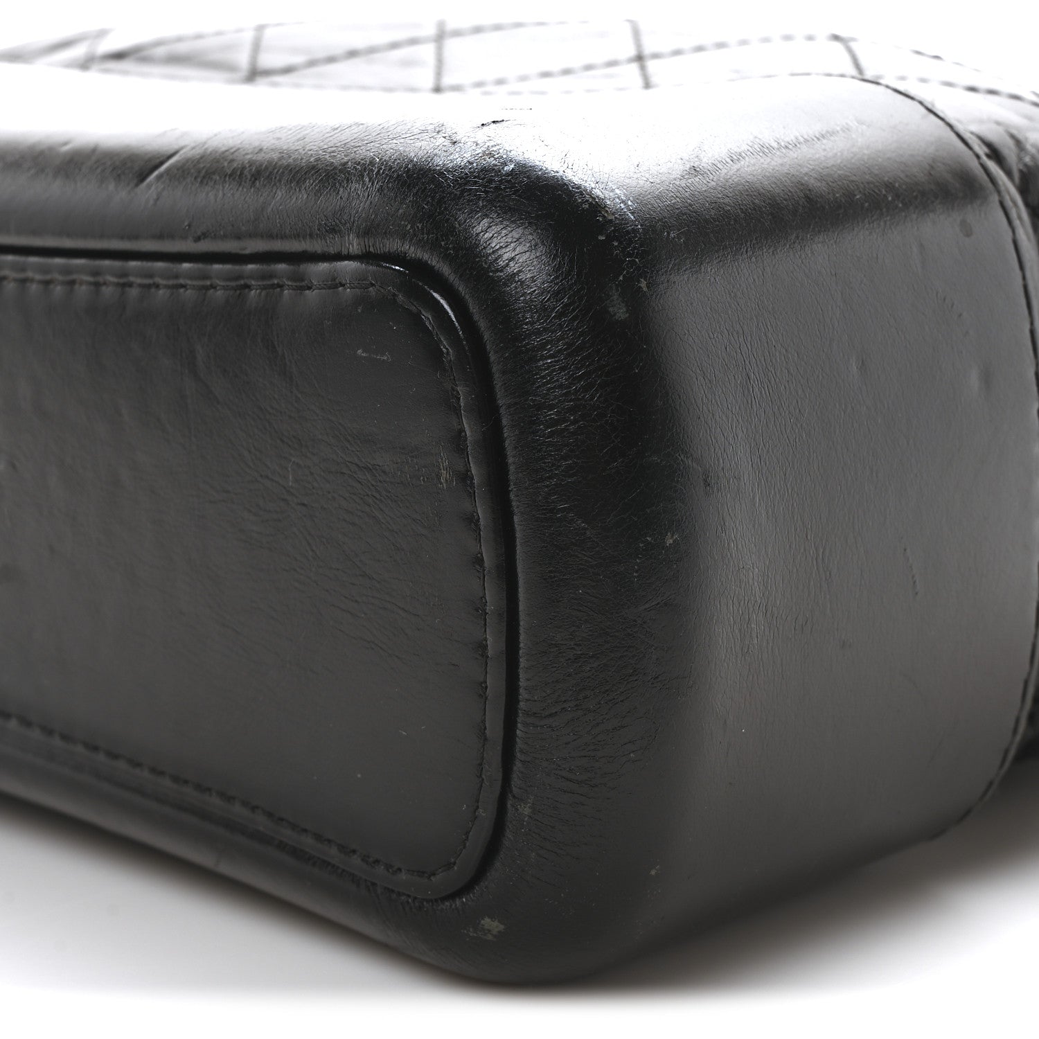 Aged Smooth Calfskin Quilted Medium Gabrielle Logo Hobo Black