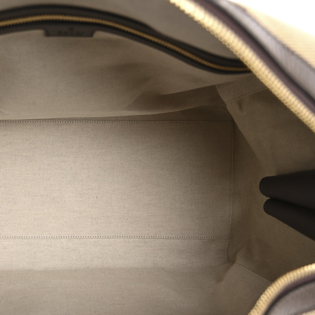 Monogram Jumbo GG Textured Dollar Calfskin Web Medium Duffle Bag Camel Ebony
