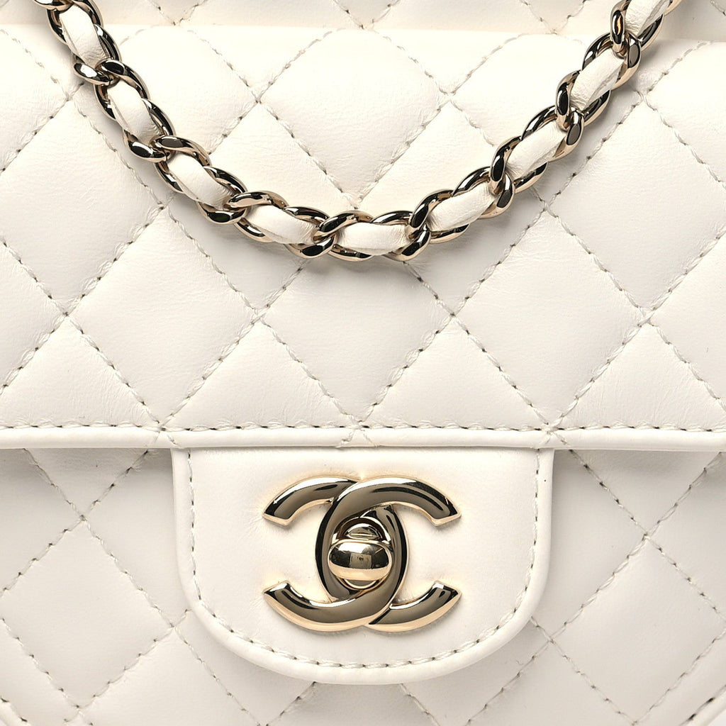 Lambskin Quilted CC In Love Heart Bag White