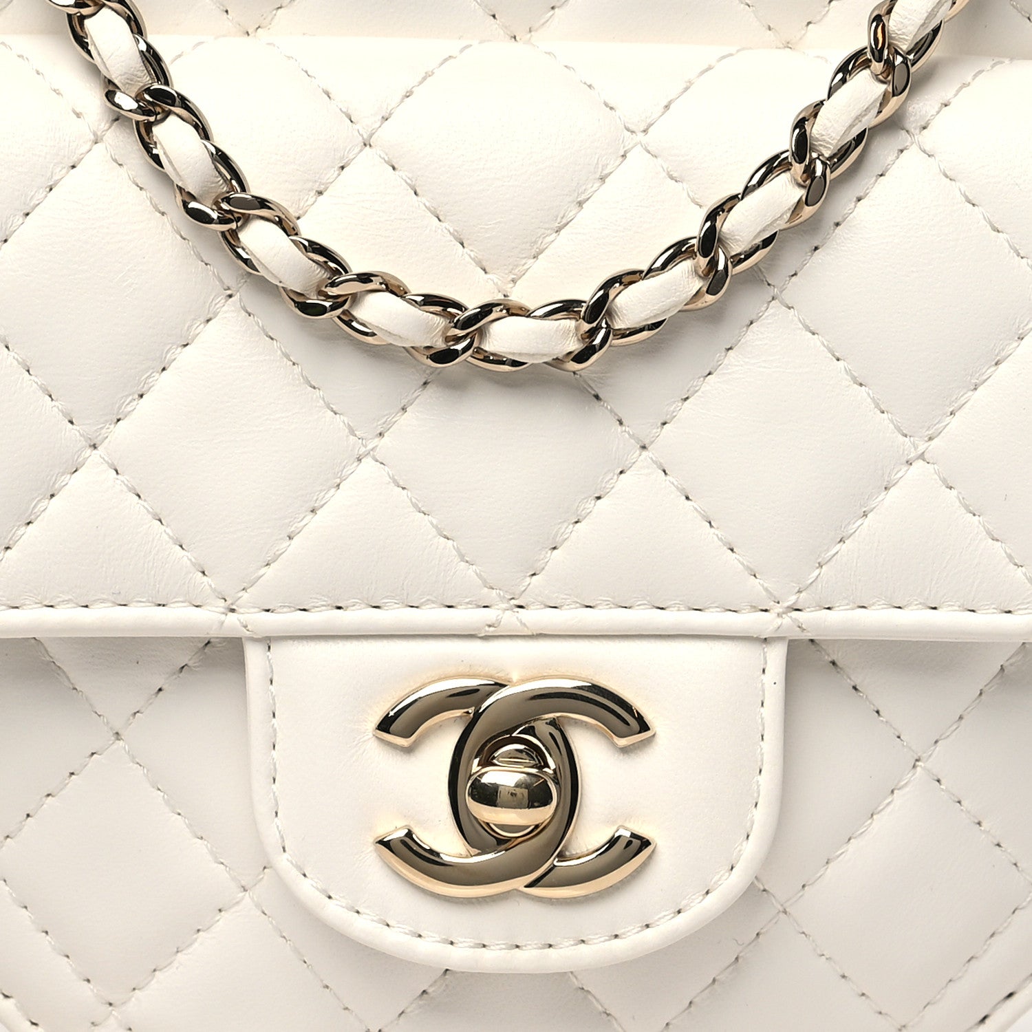 Lambskin Quilted CC In Love Heart Bag White