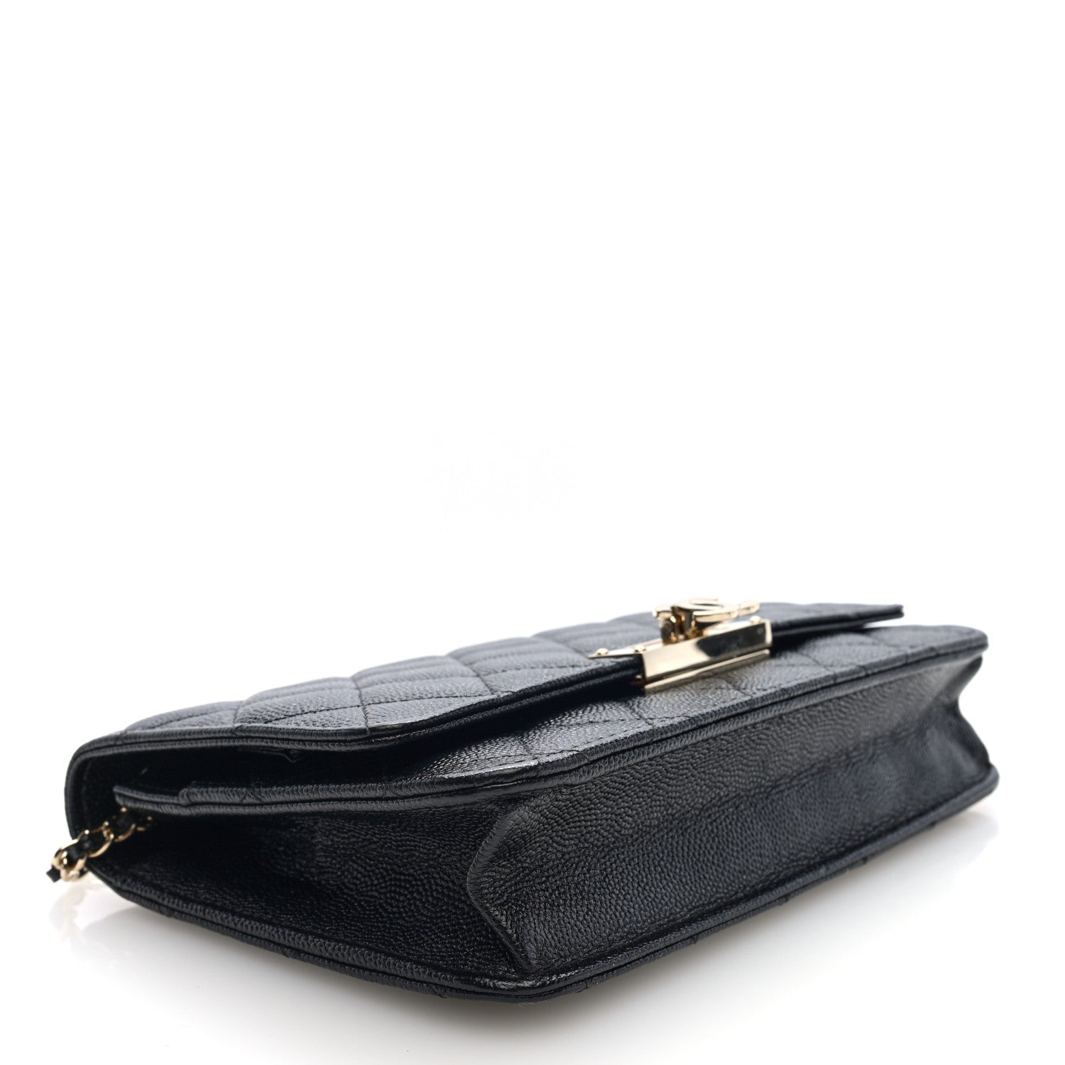 Caviar Quilted Golden Class Wallet On Chain WOC Black