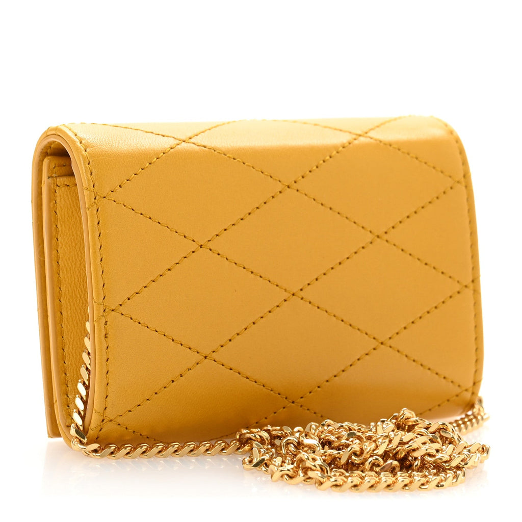 Lambskin Quilted Monogram Baby Crossbody Bag  Saffran