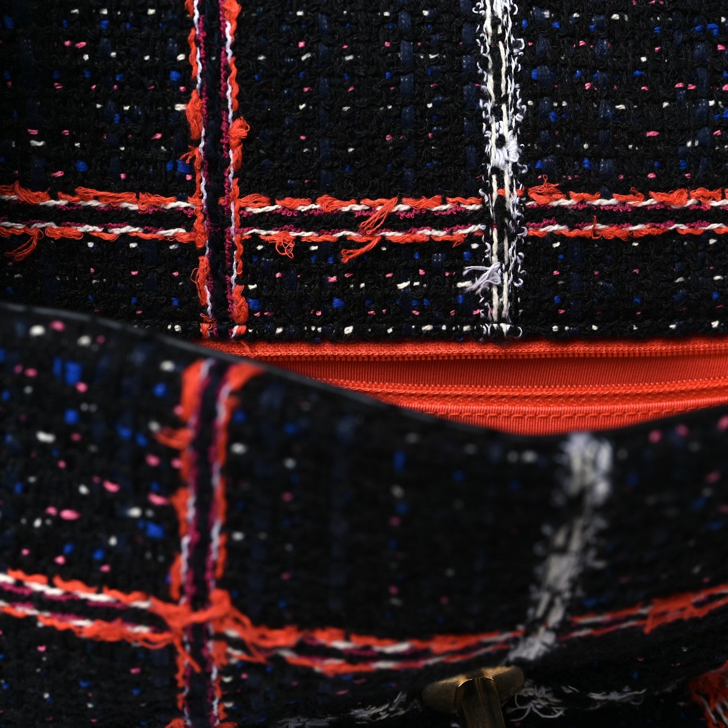 Tweed Quilted Large Chanel 19 Flap Black Orange Blue