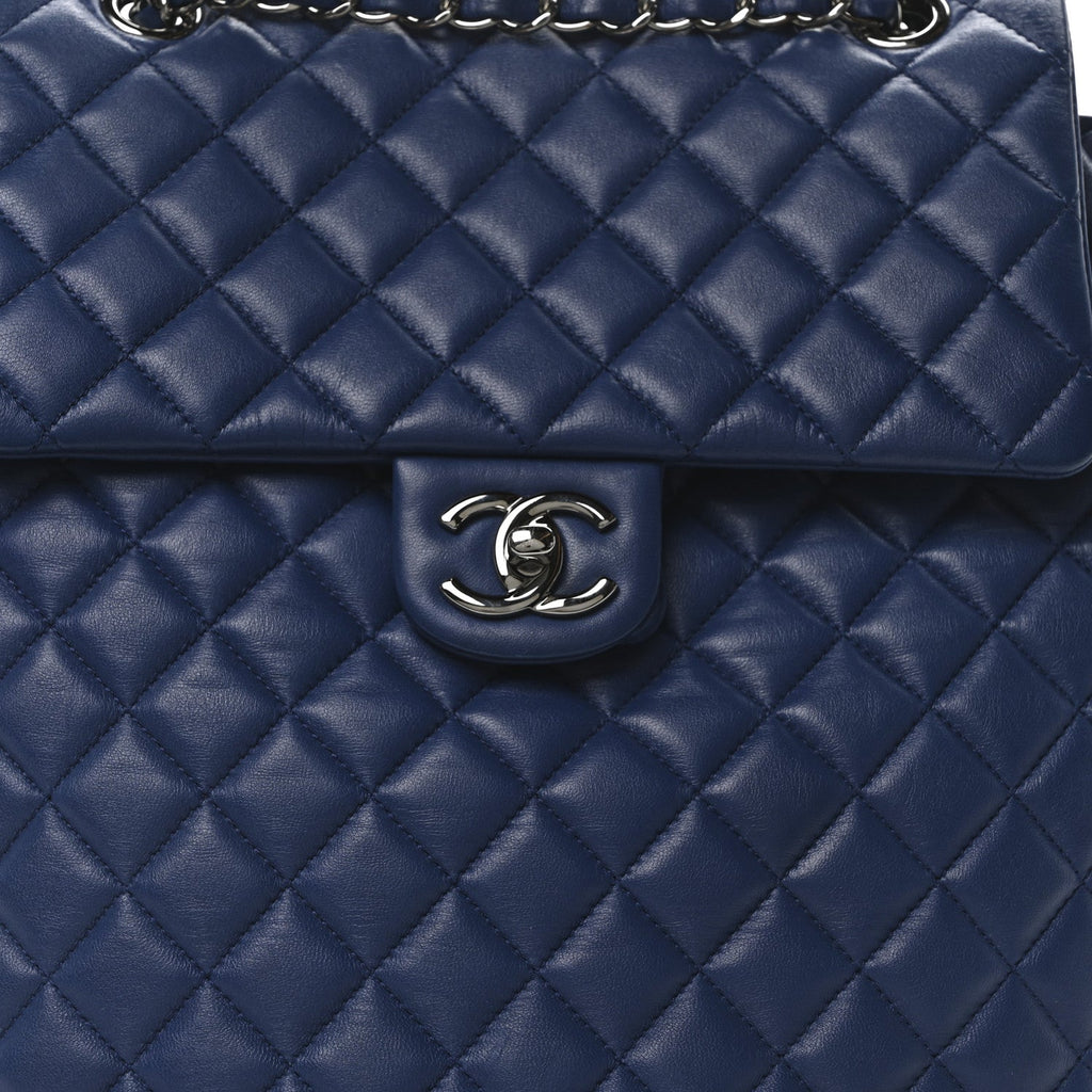 Lambskin Quilted Large Urban Spirit Backpack Blue