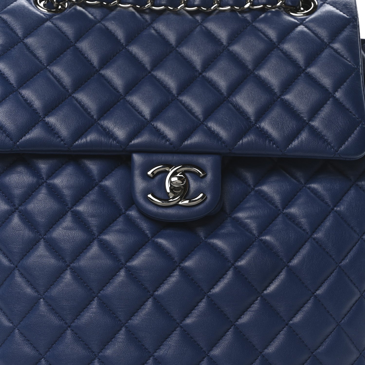 Lambskin Quilted Large Urban Spirit Backpack Blue