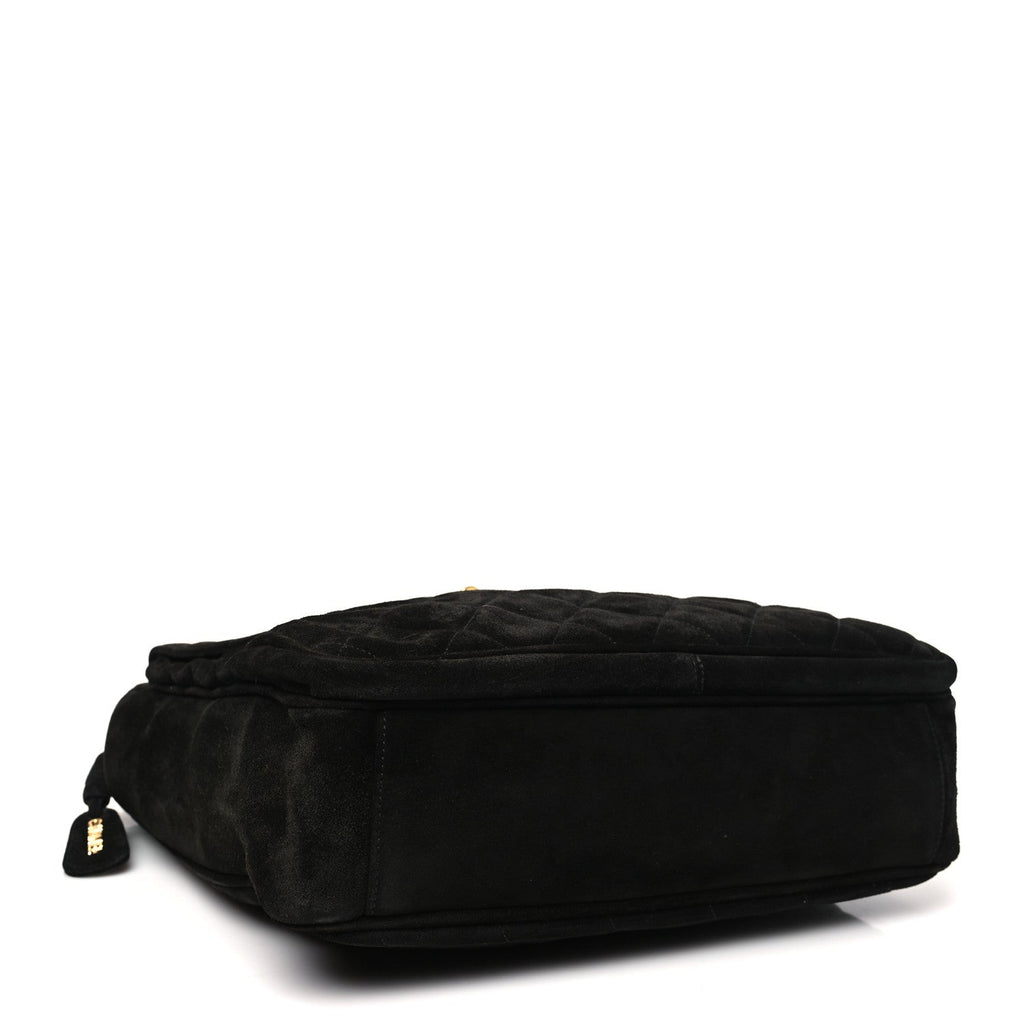 Suede Quilted CC Shopping Tote Black