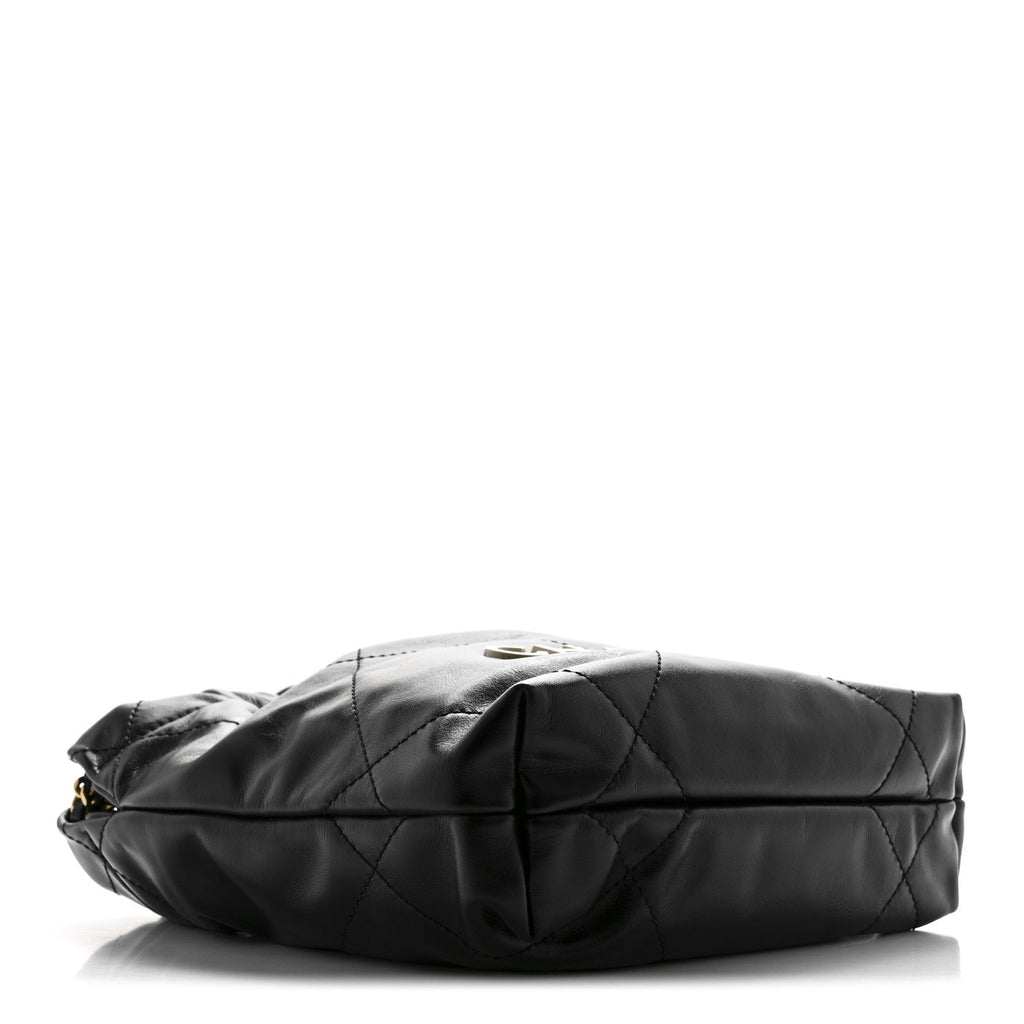Shiny Calfskin Quilted Mini Chanel 22 Black White
