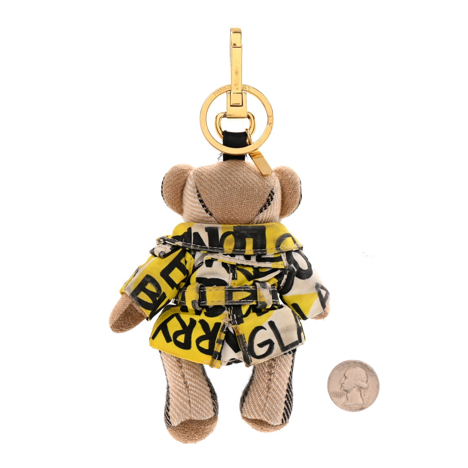 Cashmere Graffiti Print Thomas Trench Teddy Bear Keychain Charm Yellow