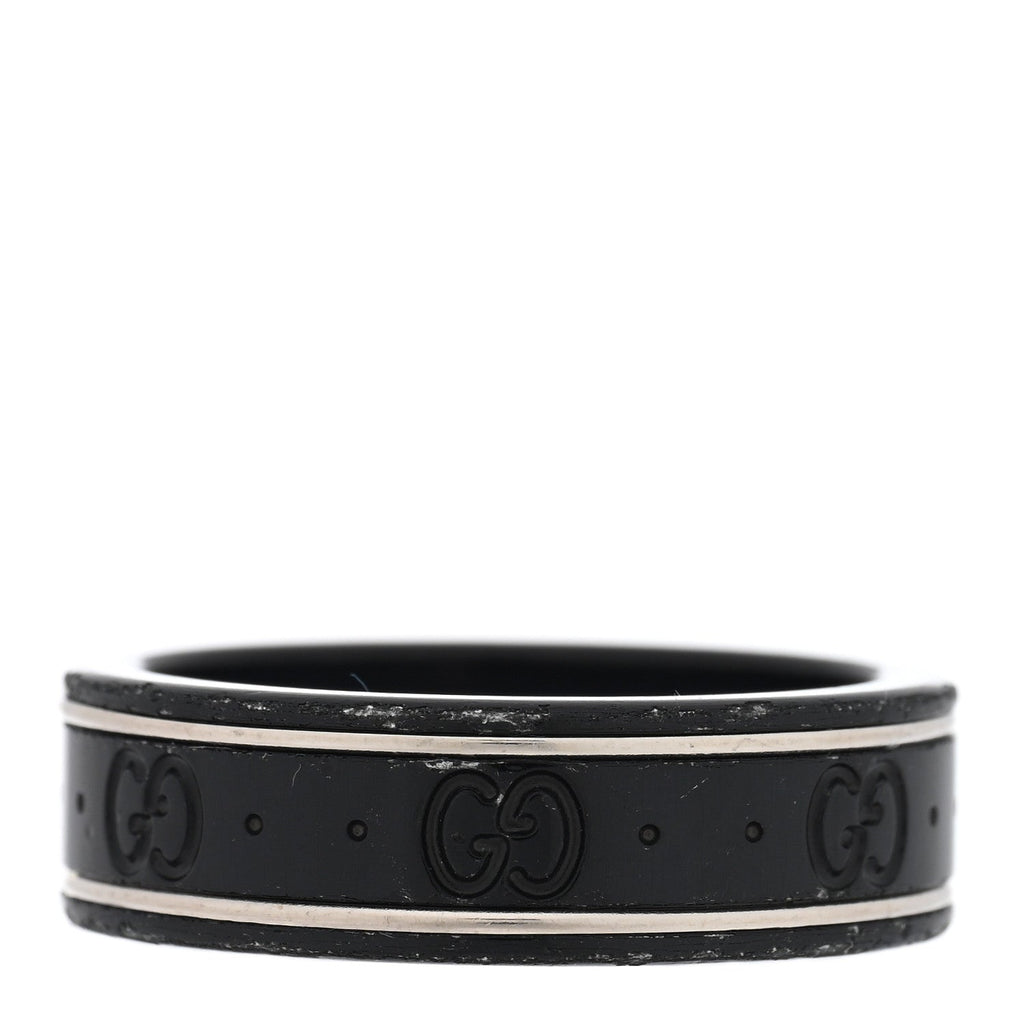Black Synthetic Corundum 18K White Gold 7mm Icon Band Ring