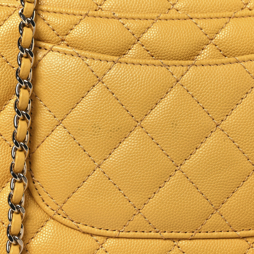 Caviar Lizard Embossed Quilted Mini Coco Handle Flap Yellow