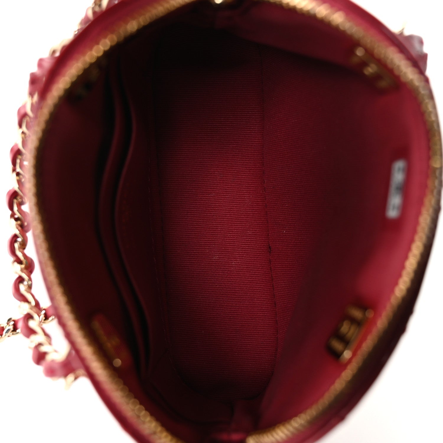 Patent Calfskin Quilted Shiny Coco Clutch With Chain Red