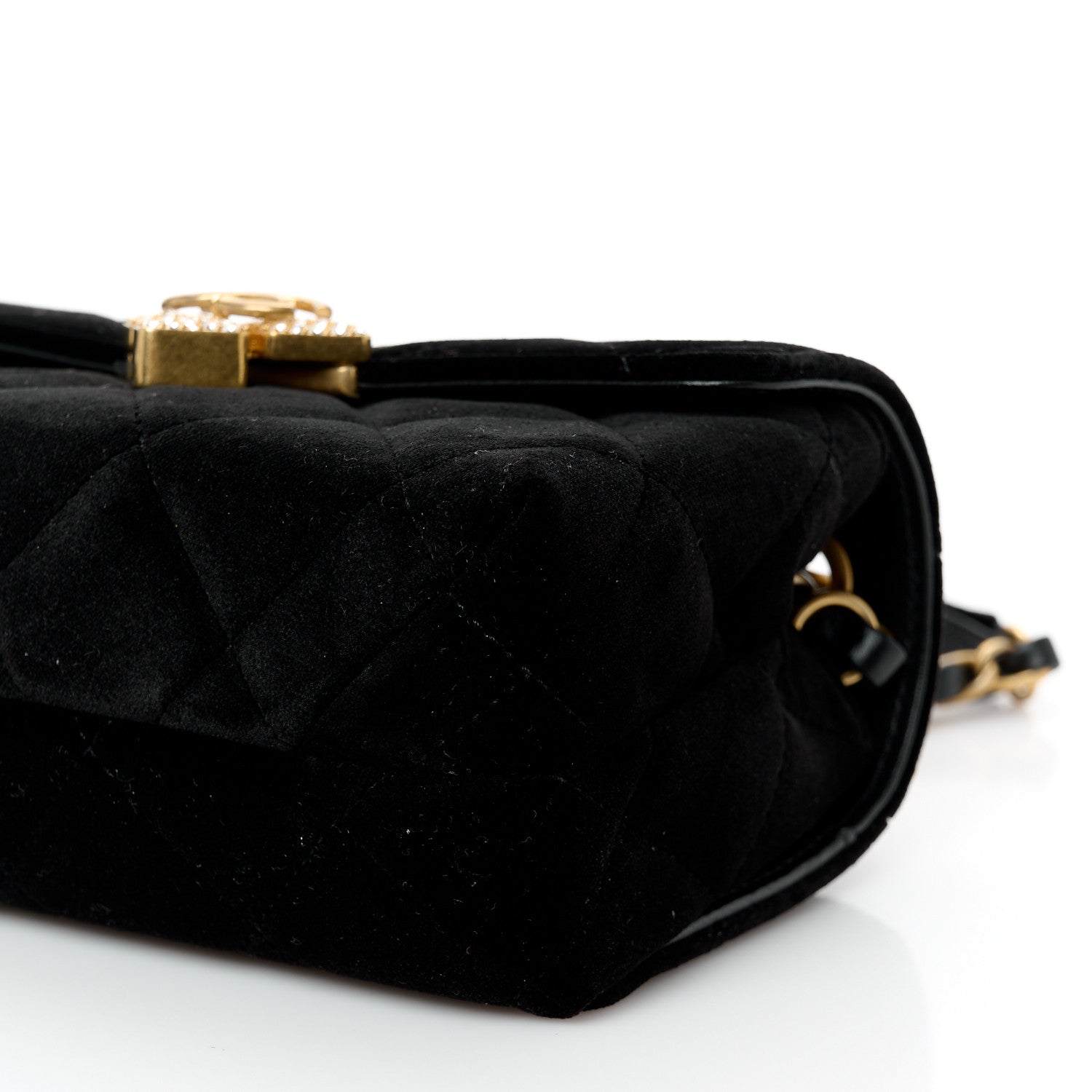 Velvet Strass Diamond Lock Flap Black