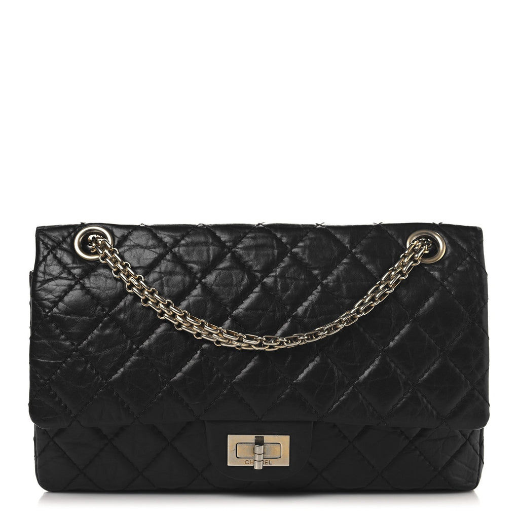 Aged Calfskin Quilted 2.55 Reissue 225 Flap Black