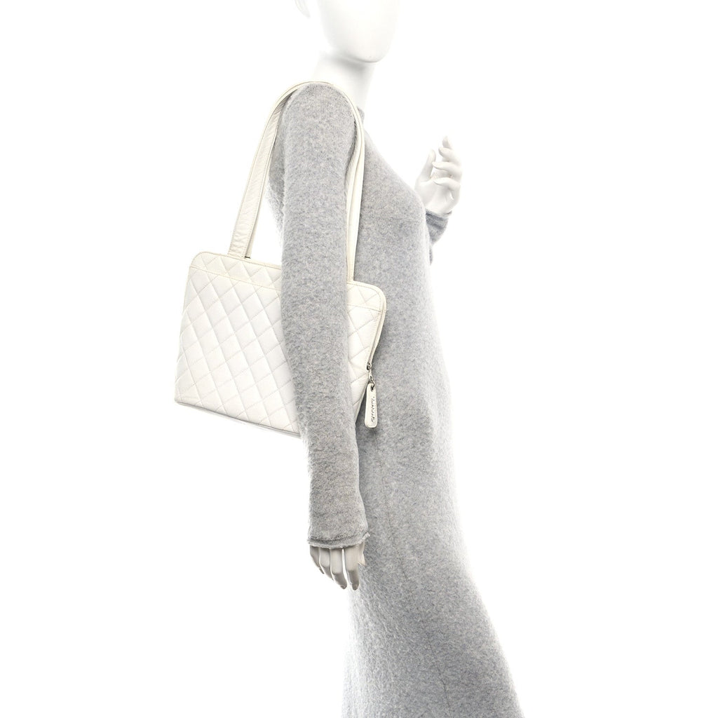 Caviar Quilted Shoulder Bag White