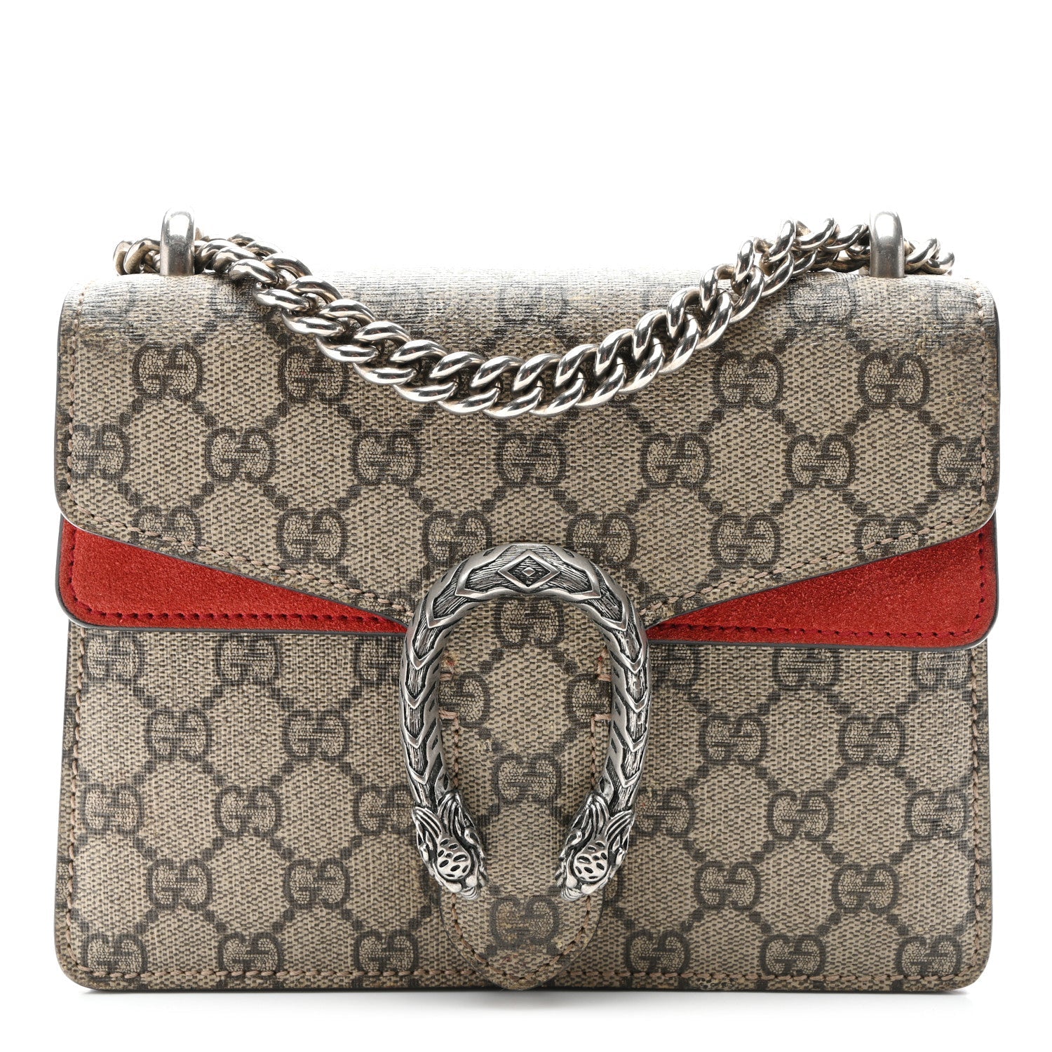 GG Supreme Monogram Mini Dionysus Shoulder Bag Hibiscus Red