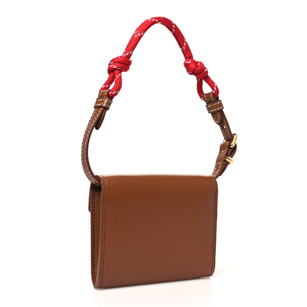 Nappa Compact Wallet On Strap Cognac Red