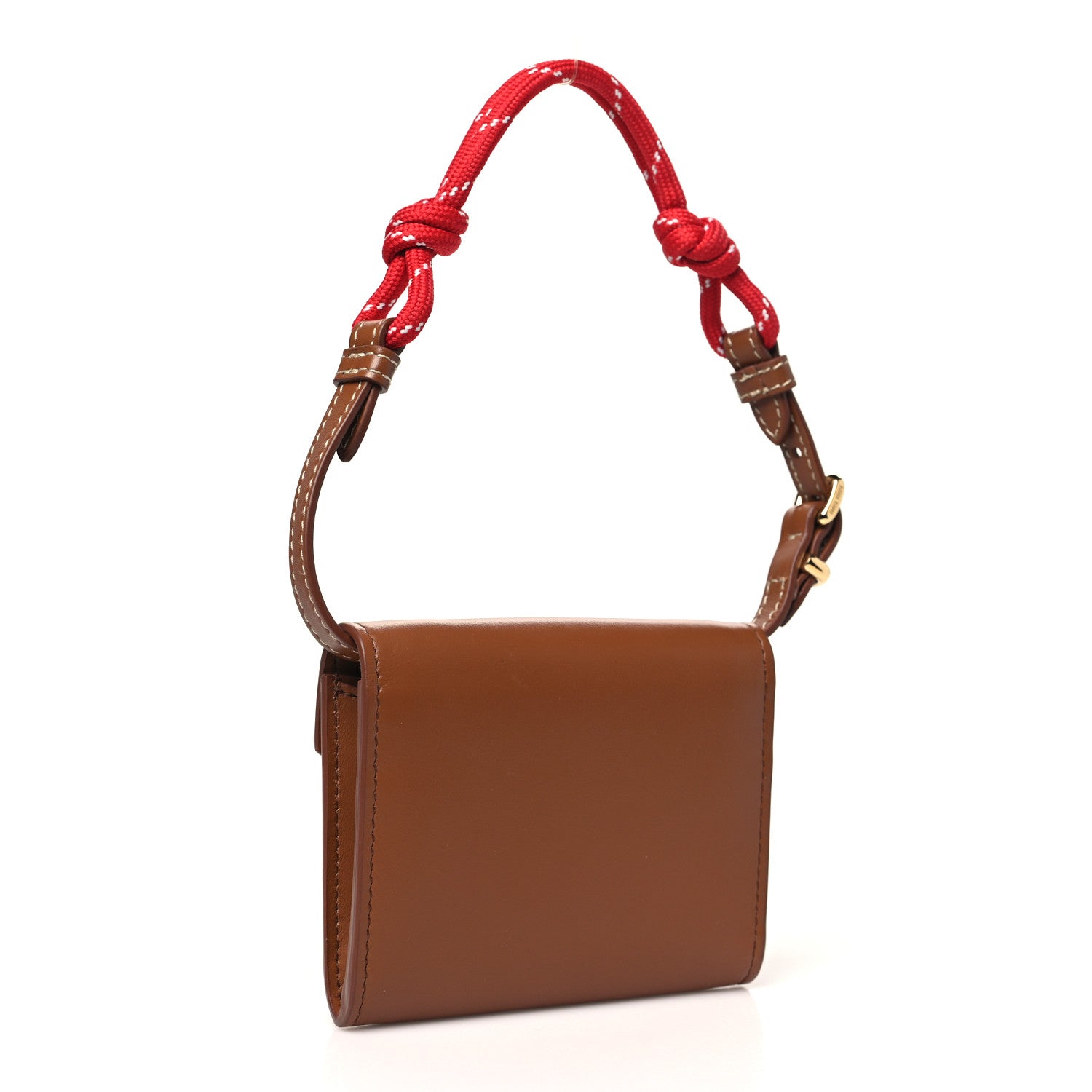 Nappa Compact Wallet On Strap Cognac Red
