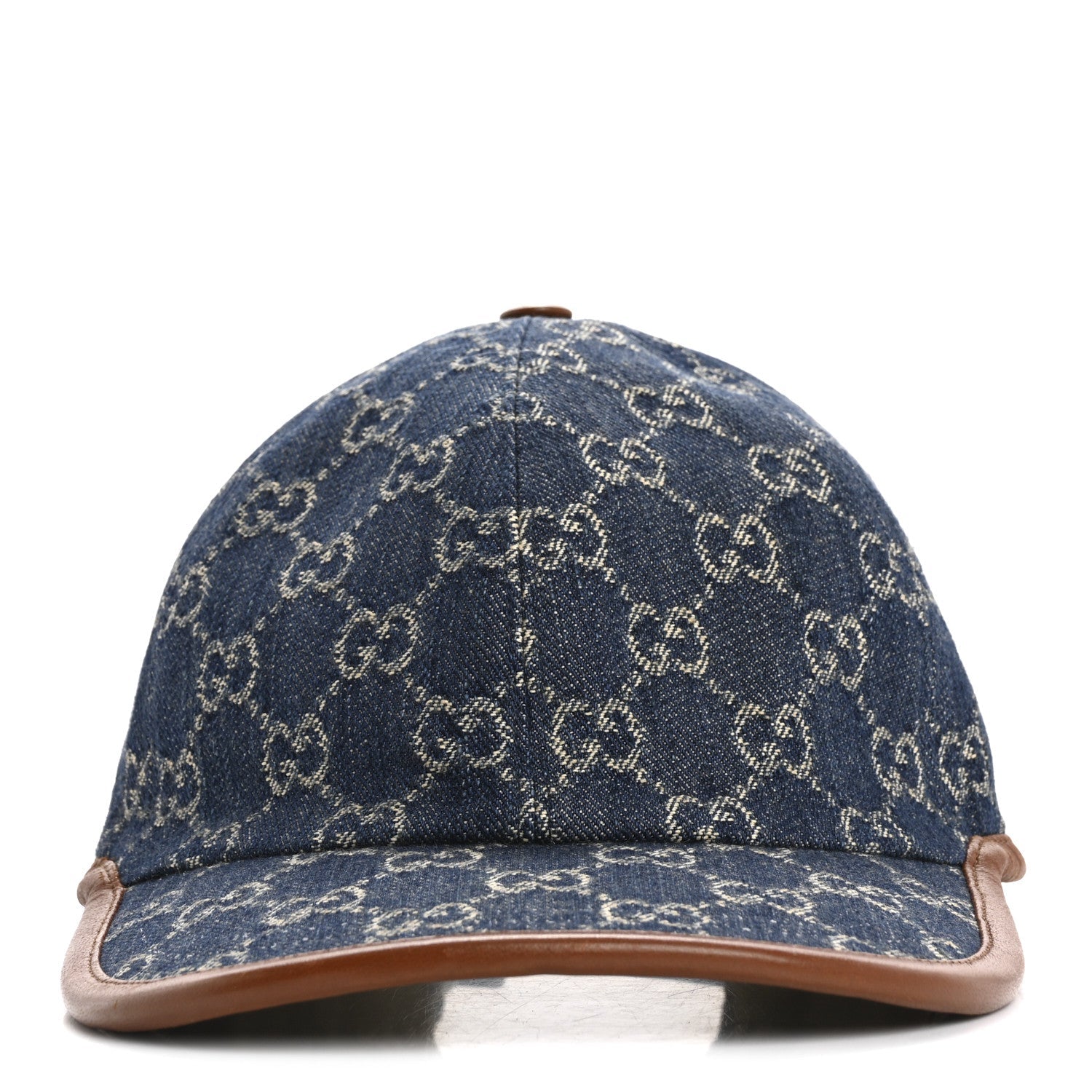Washed Jacquard Denim Nappa GG Monogram Oscar Baseball Hat M Denim Cuir