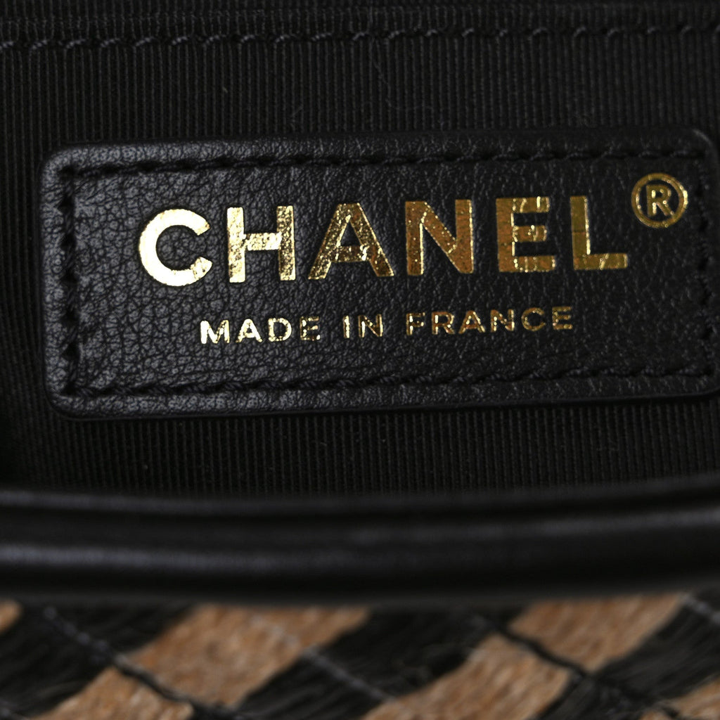Raffia Jute Striped Small Urban Jungle Single Flap Black Beige