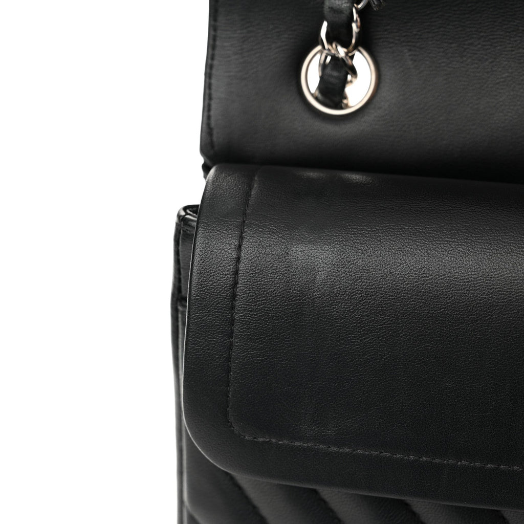 Lambskin Chevron Quilted Small Double Flap Black