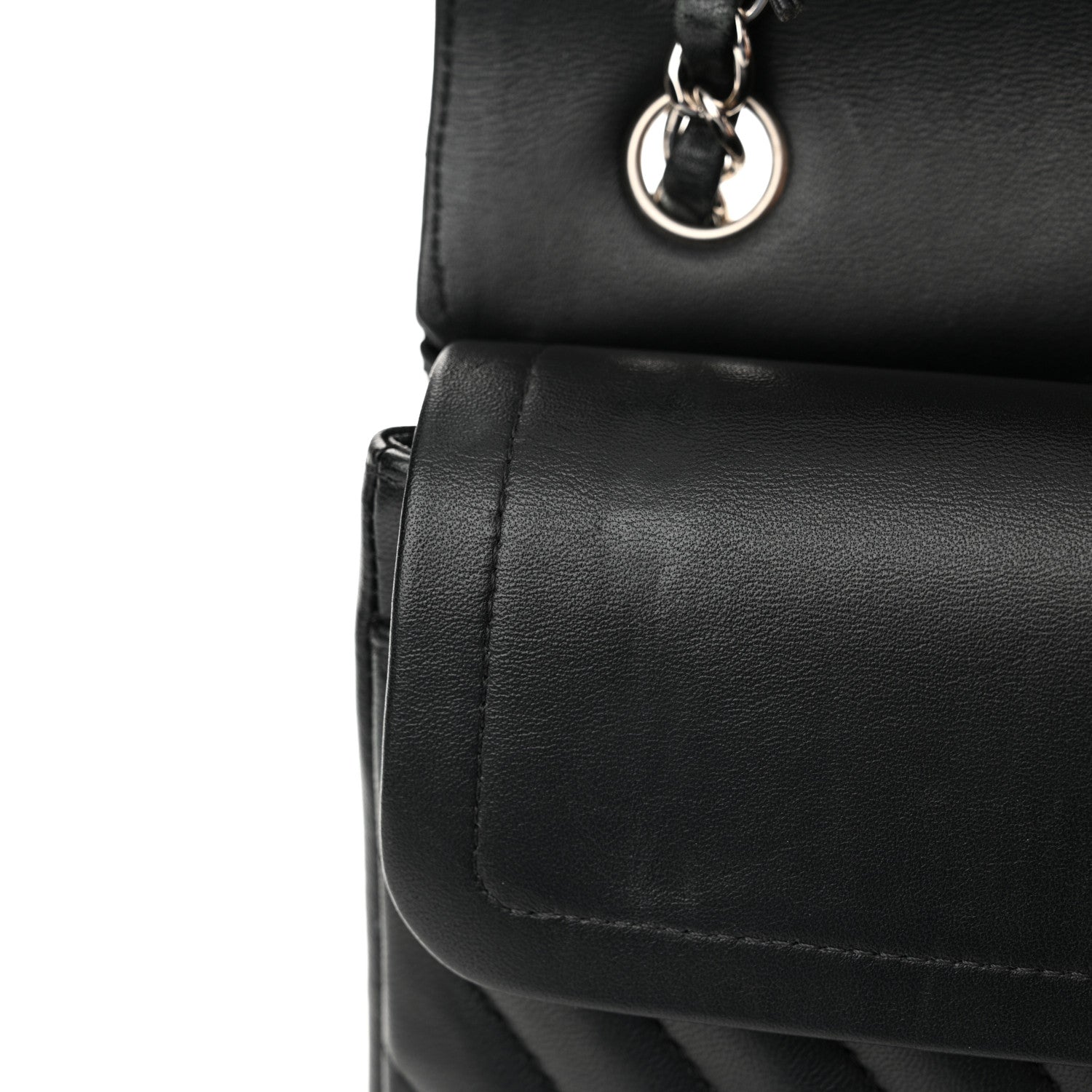 Lambskin Chevron Quilted Small Double Flap Black