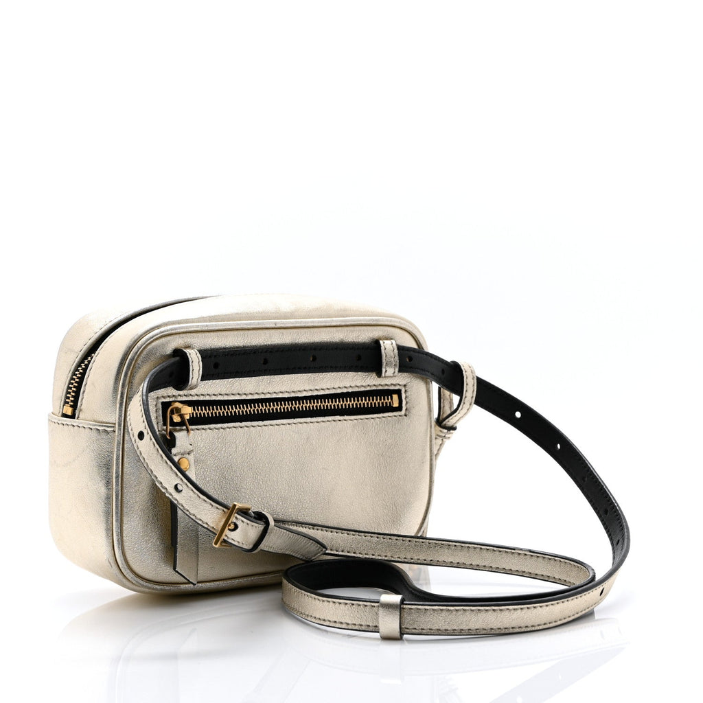 Metallic Calfskin Matelasse Monogram Lou Belt Bag Platino