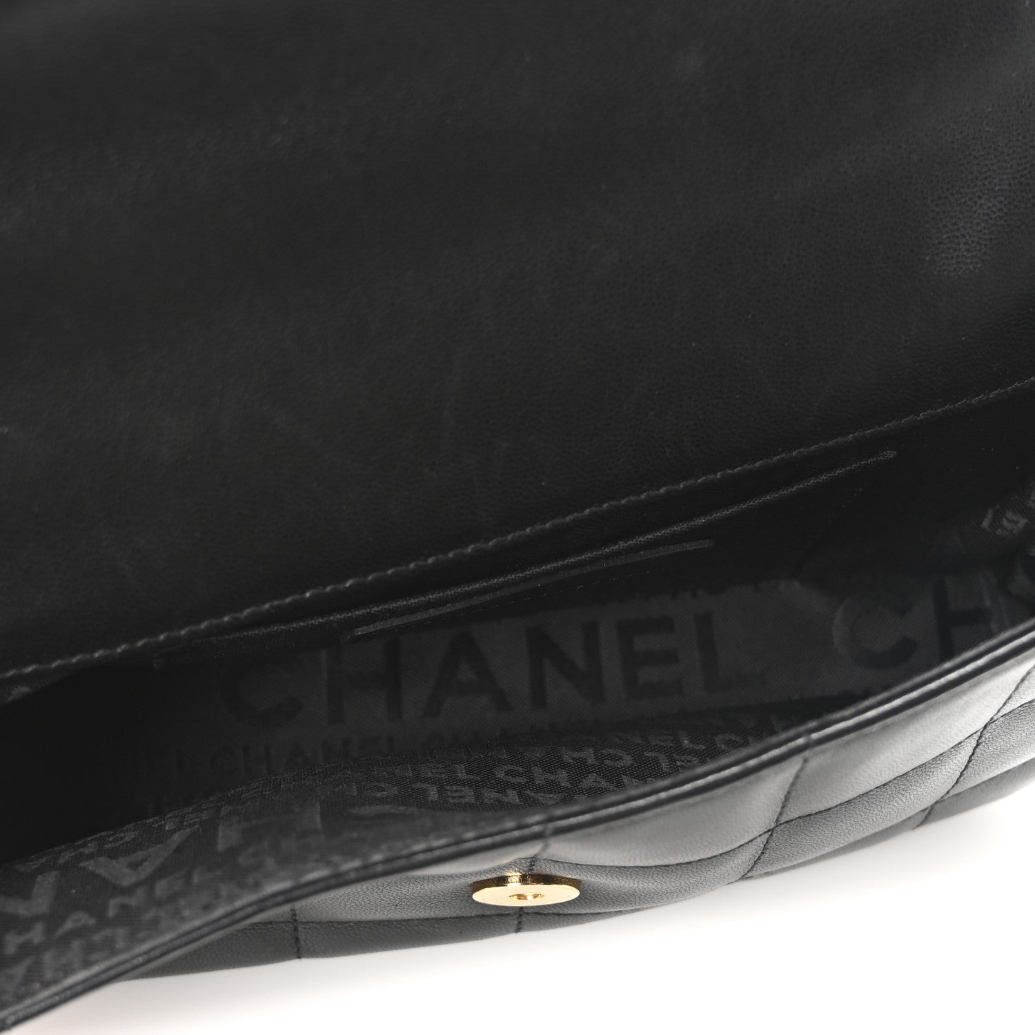 Lambskin Quilted Mini Chocolate Bar Camellia Flap Black