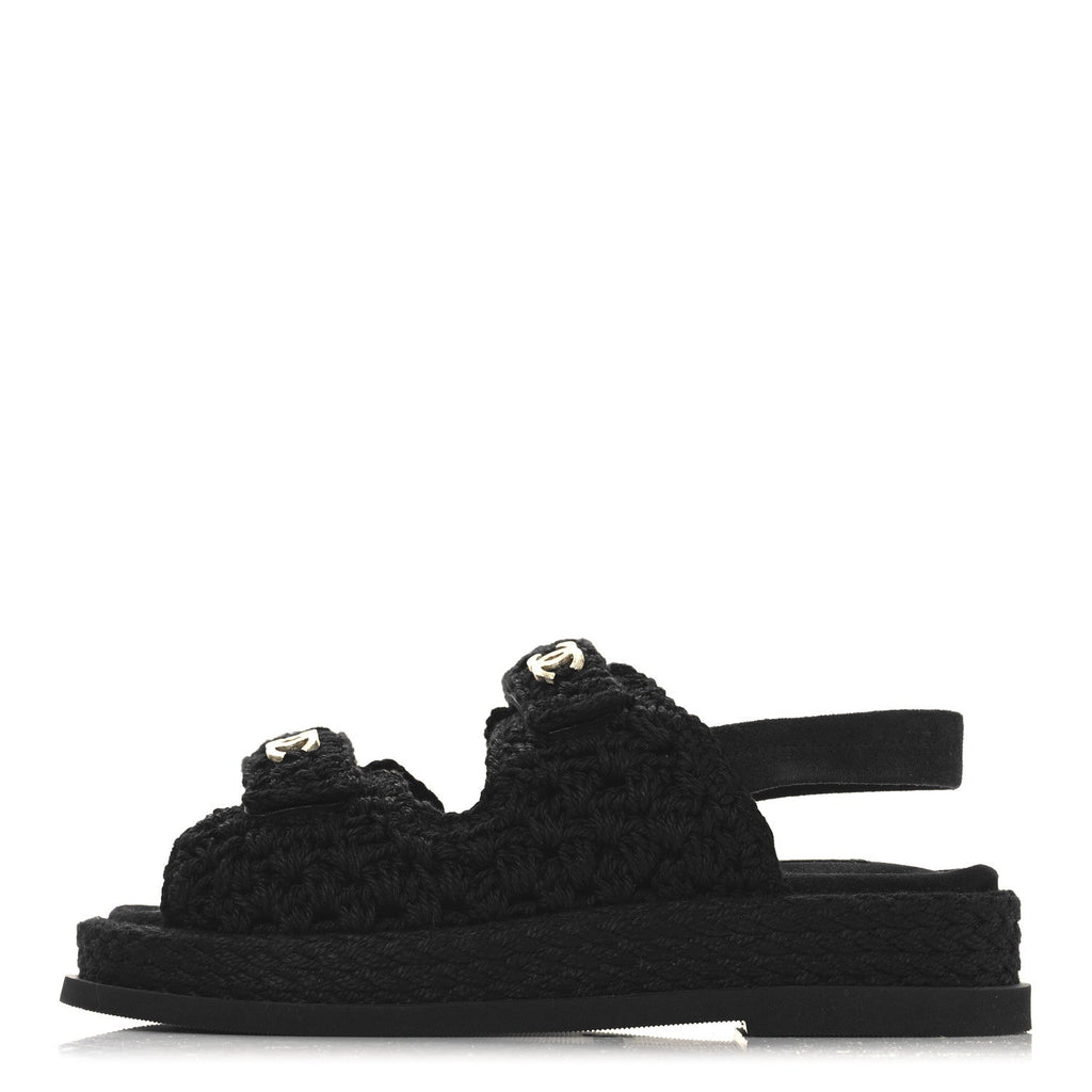 Crochet Velcro Dad Sandals 36 Black