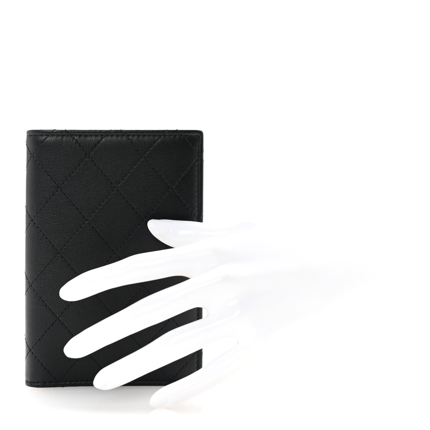 Grained Calfskin Quilted Passport Holder Wallet So Black
