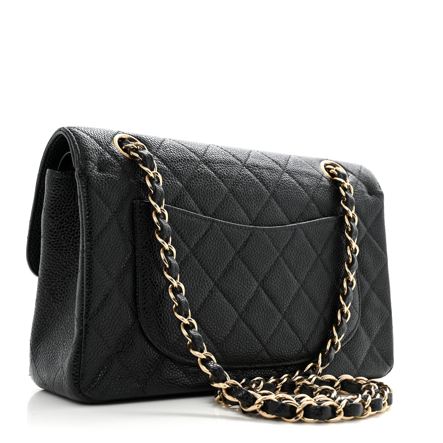 Caviar Quilted Small Double Flap Black