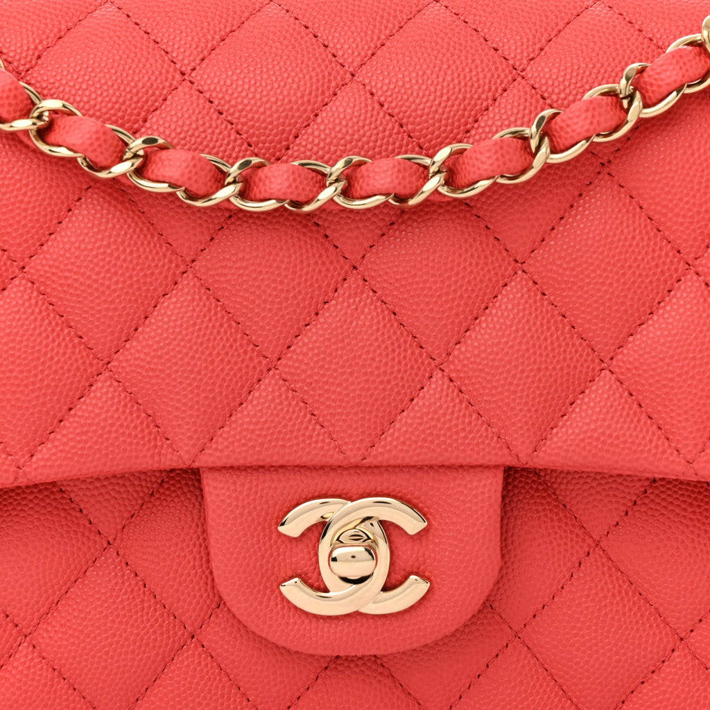 Caviar Quilted Medium Double Flap Dark Pink