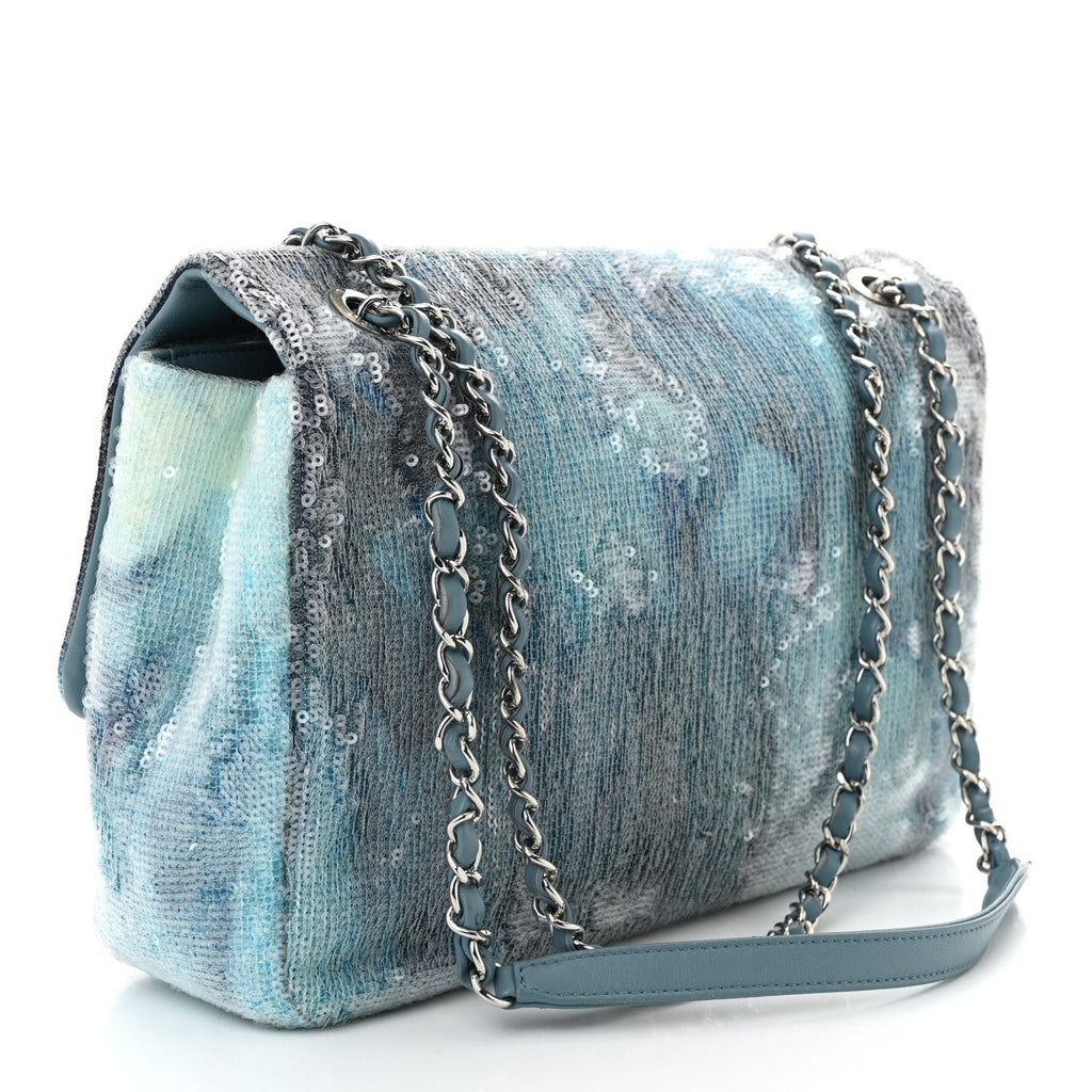 Sequin Large Waterfall Flap Light Blue