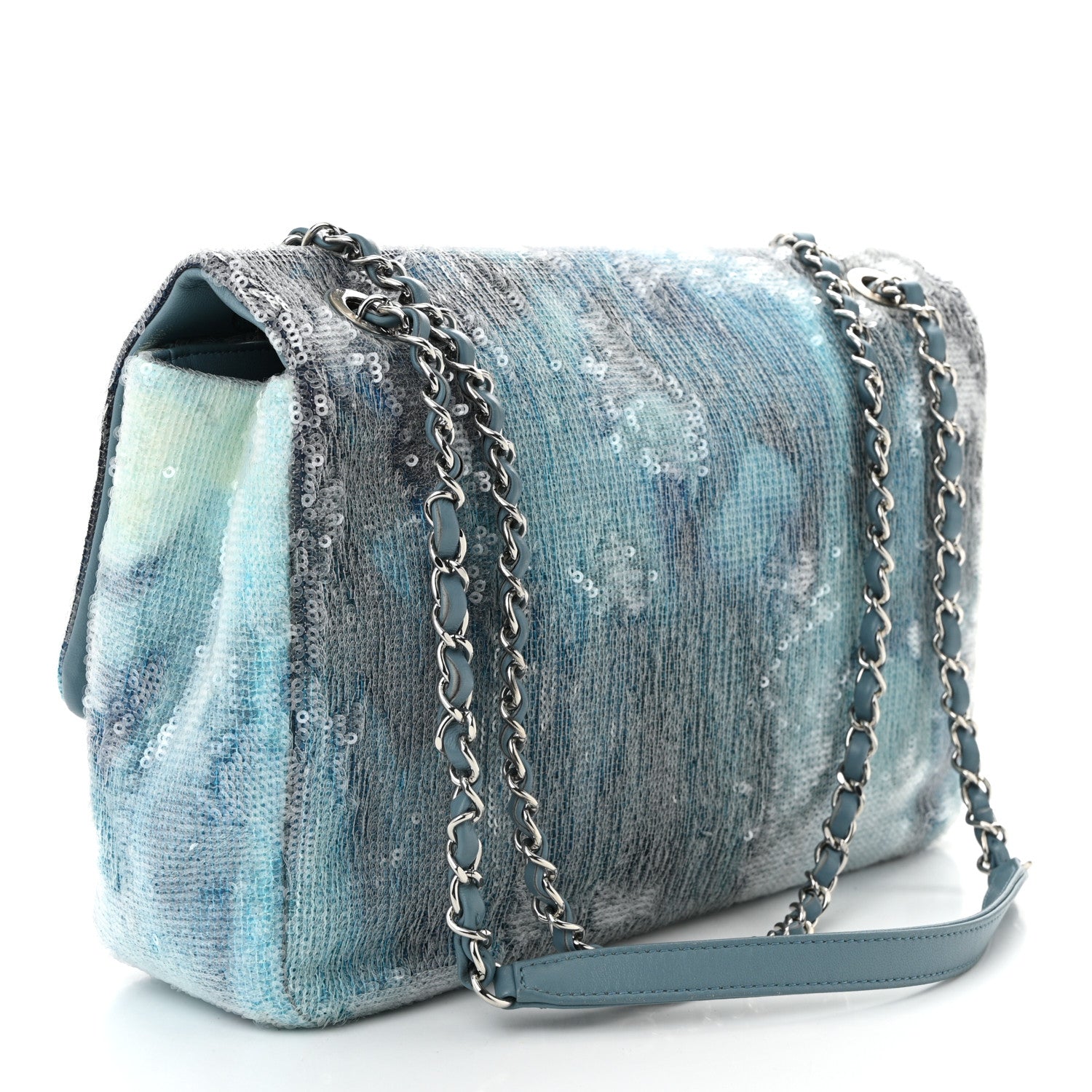 Sequin Large Waterfall Flap Light Blue