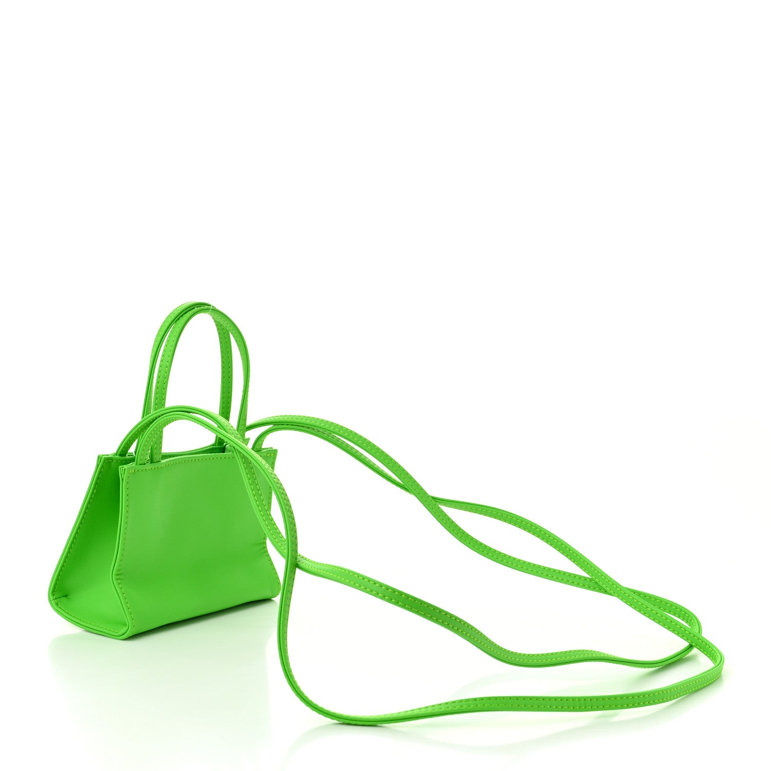Vegan Leather Small Shopping Bag Highlighter Green