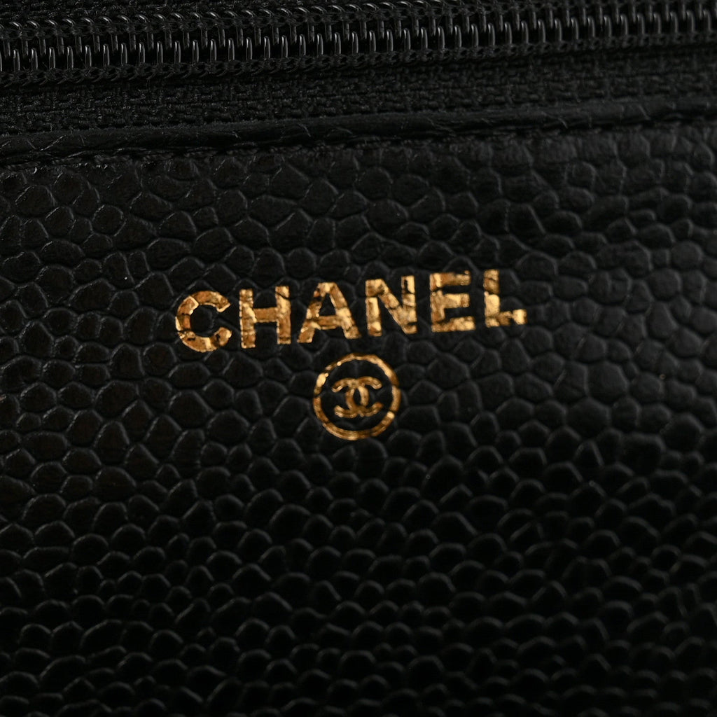 Caviar Quilted Wallet on Chain WOC Black