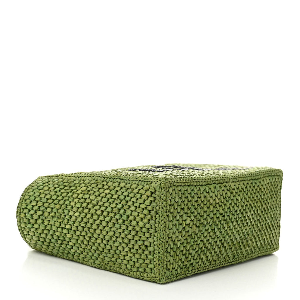 X PAULA'S IBIZA Raffia Font Tote Green