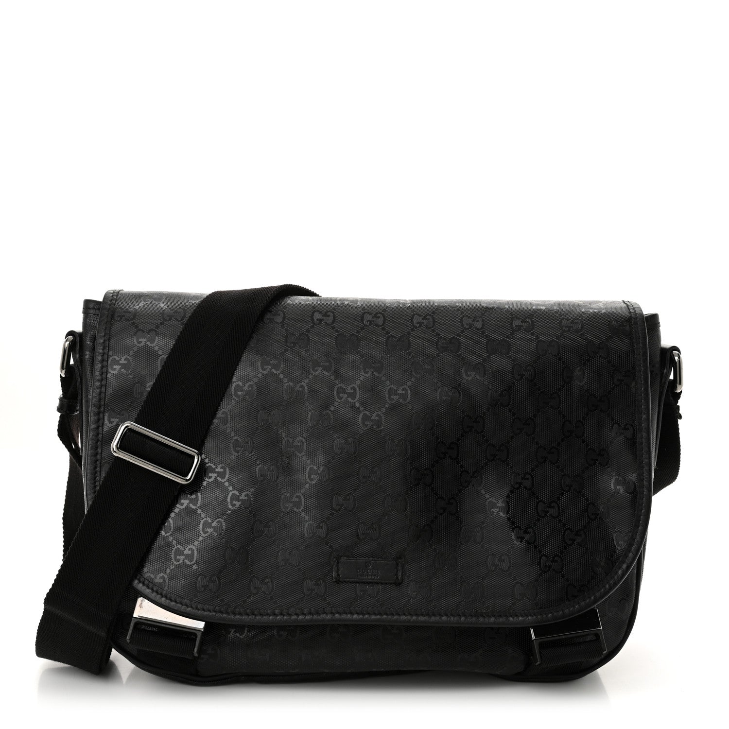 Imprime Monogram Medium Double Buckle Flap Messenger Bag Black