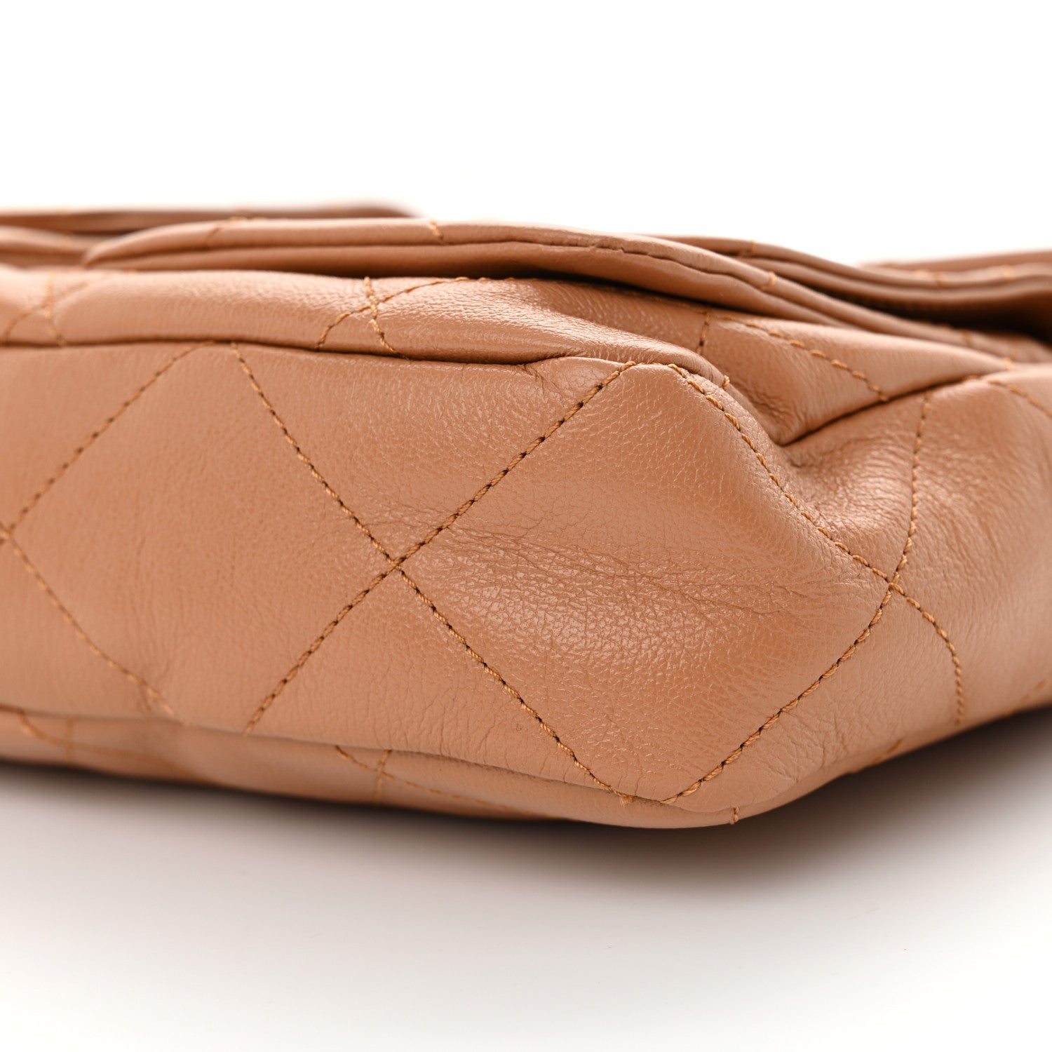Shiny Calfskin Quilted Supple Twins Small Hobo Bag Brown