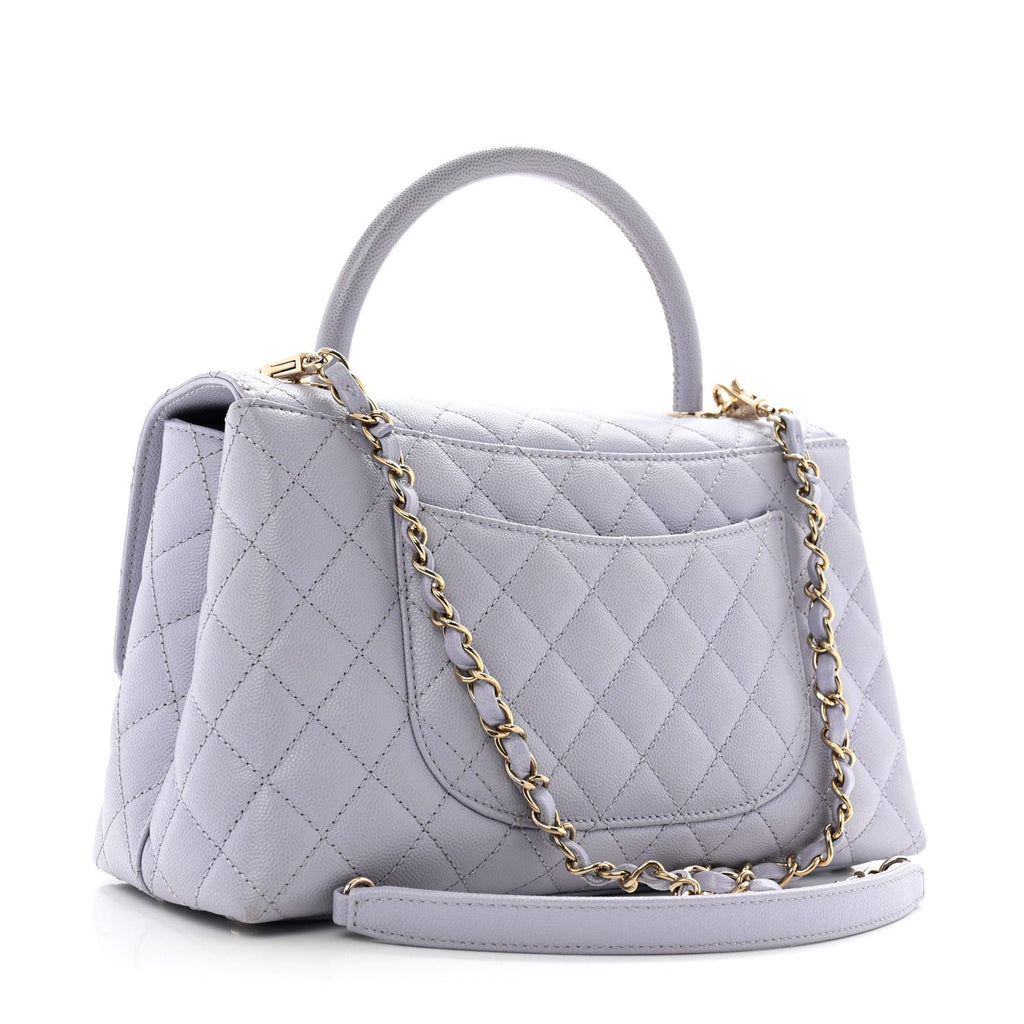 Caviar Quilted Small Coco Handle Flap Light Purple